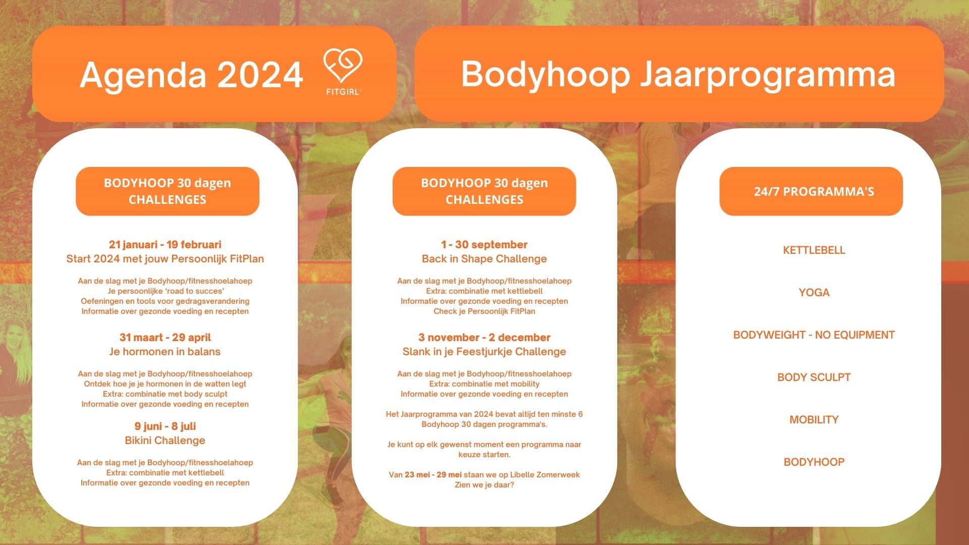 Jaarprogramma 2024 Bodyhoop & Fitgirl